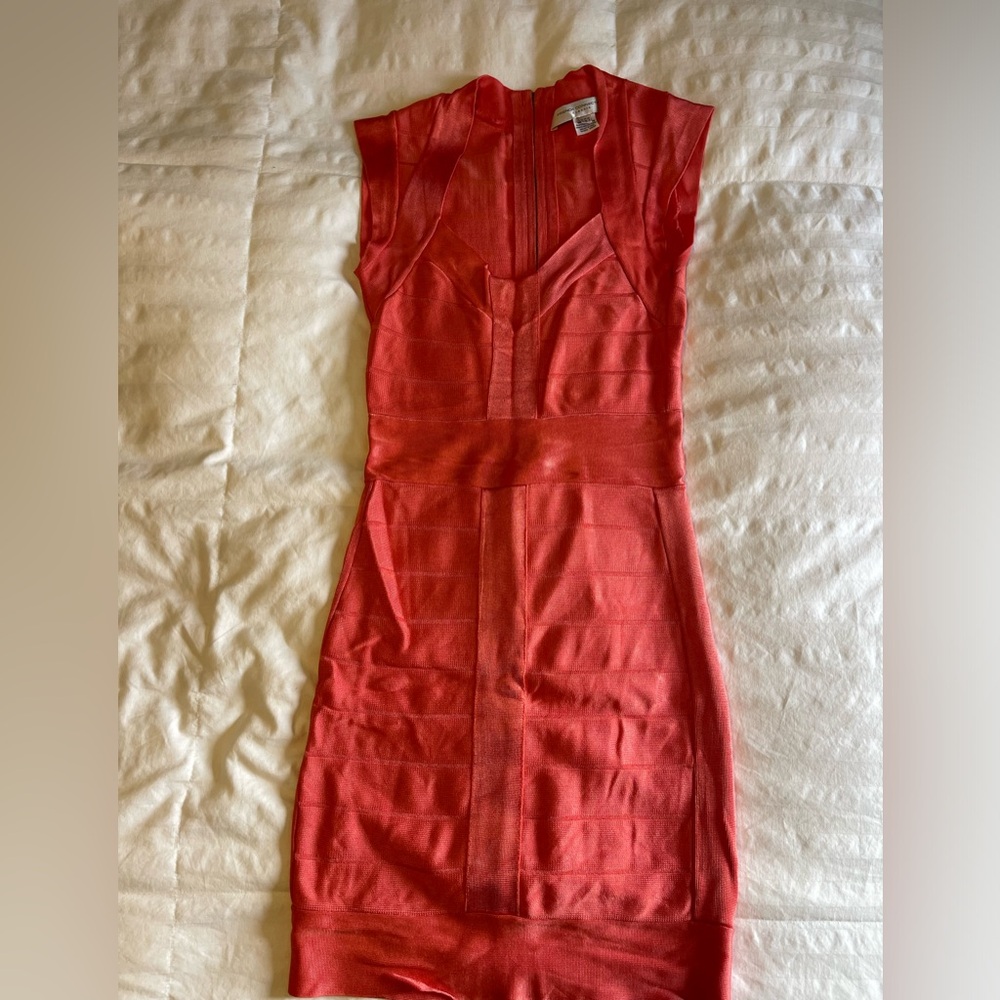 French Connection Bandage Solid Orange Dress - image 1